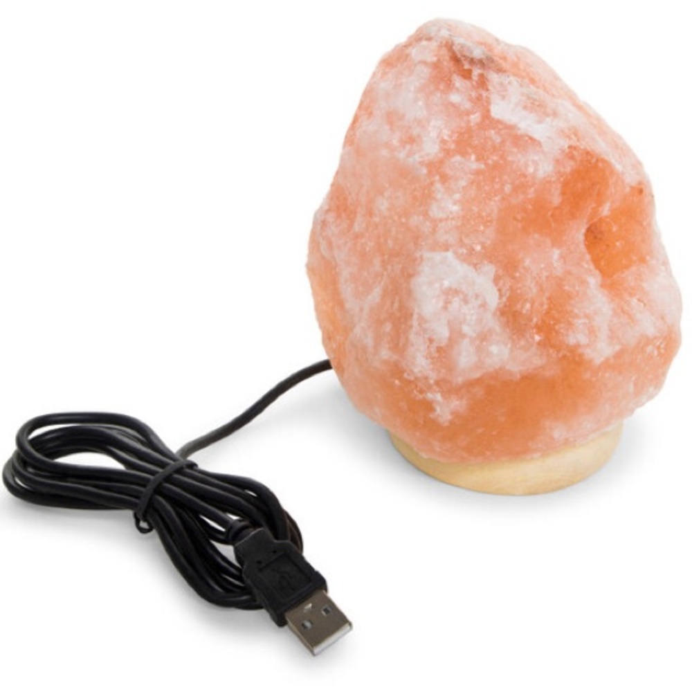 usb himalayan salt lamp & wood stand